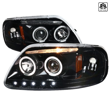 Spec-D Tuning 97-03 Ford F150 Projector Headlights- Glossy Black 2LHP-F15097BK-TM